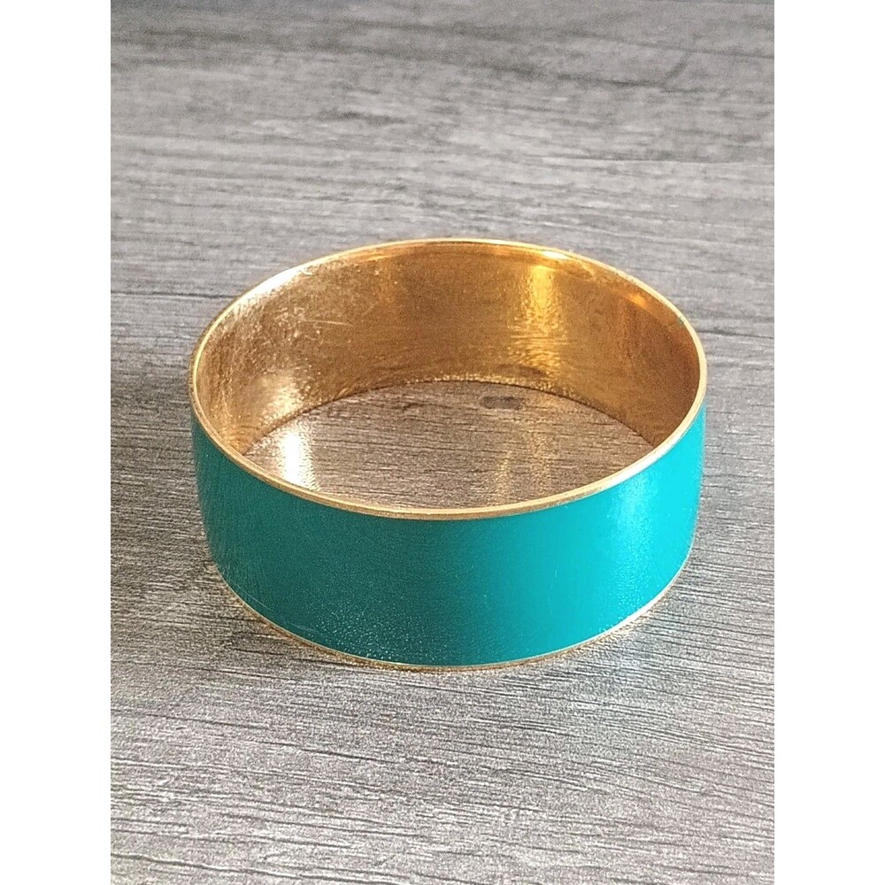 J Crew Green Enamel Gold Tone Vintage Bangle